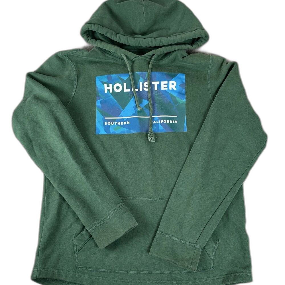 Hollister Southern California Hoodie Green Hooded Sweatshirt Stylish Size M Y2K